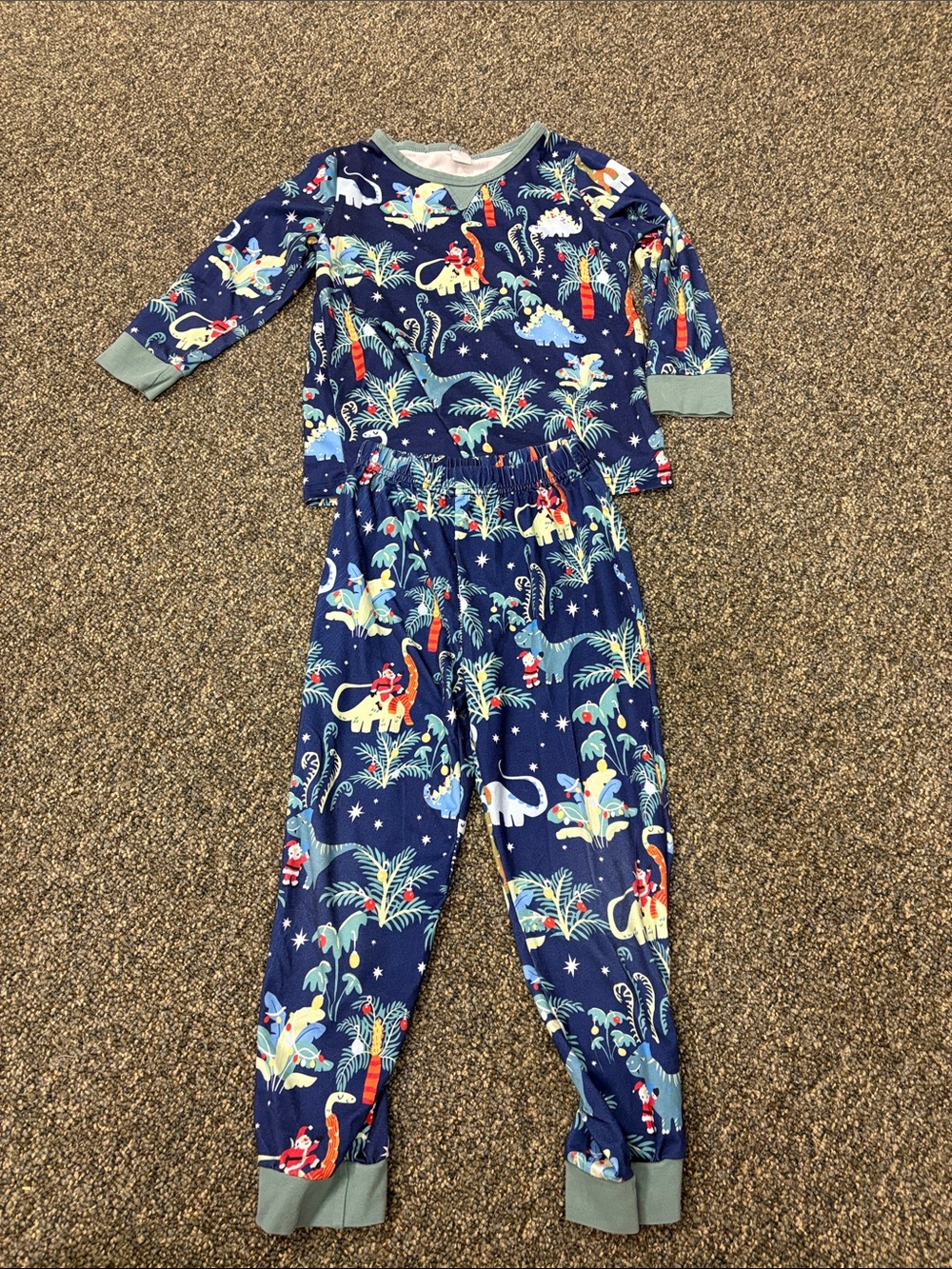 Dino and Christmas Print Kids Pajama Set